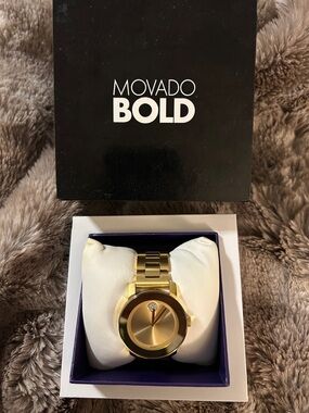 Movado Gold Minimalist Bracelet Watch